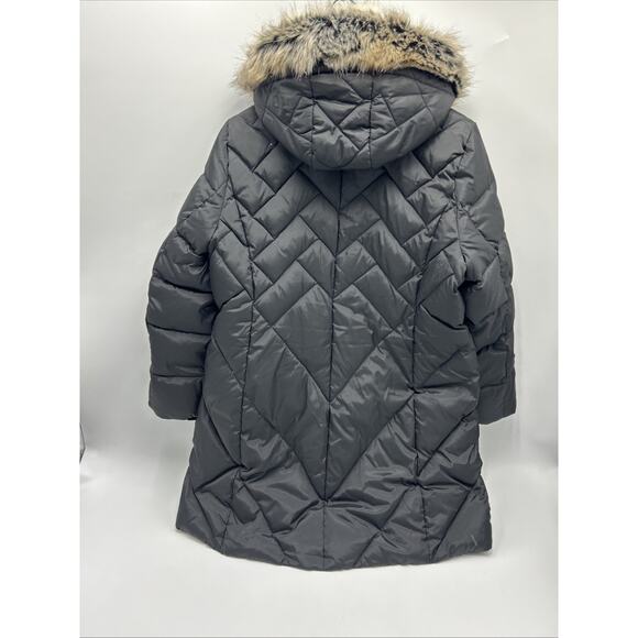 London Fog Tower Faux Fur Hood Down Puffer Coat Jacket Women’s Size XL Black - Picture 7 of 15